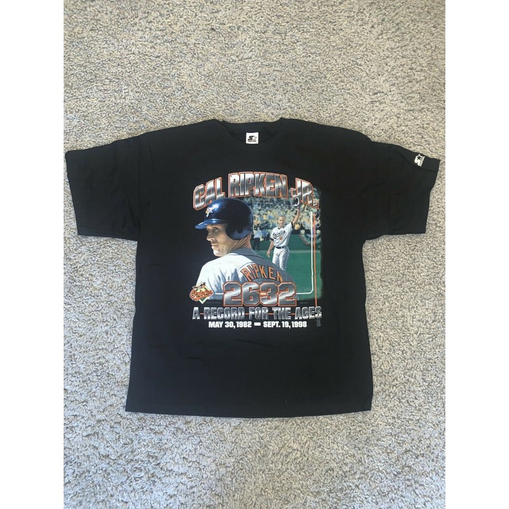 CAL RIPKEN JR. BALTIMORE ORIOLES 2632 RECORD FOR THE AGES 1982-1998 T-SHIRT XL